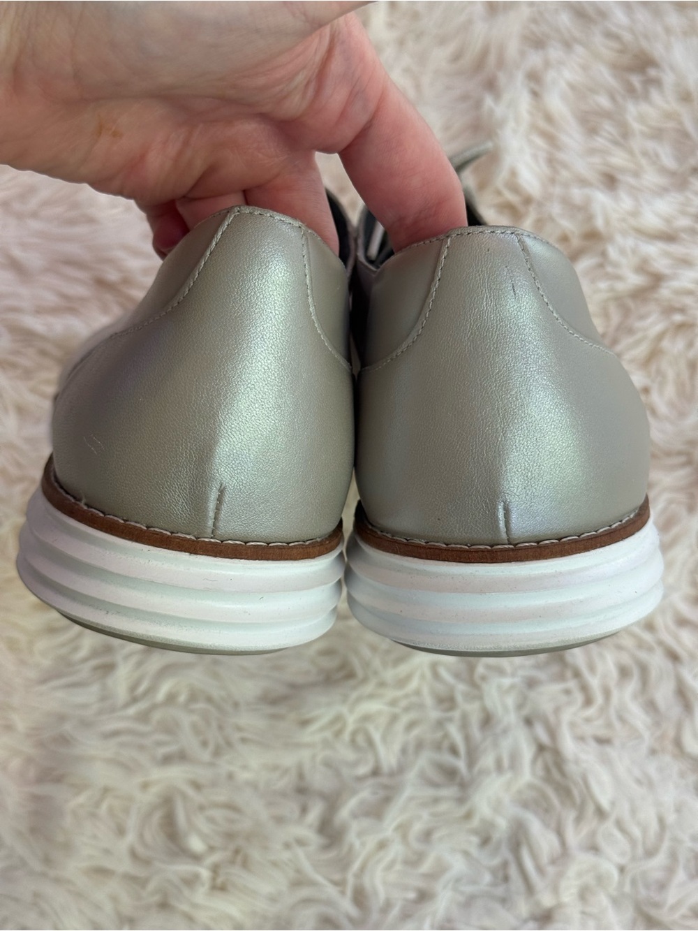 Cole Haan OriginalGrand Silver Oxford Shoes Womens Size 11B Leather Lace Up - Picture 4 of 6